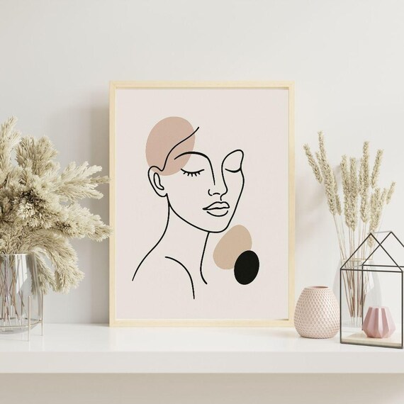Minimalist Female Line Art Abstract Woman Portrait Modern Wall Print