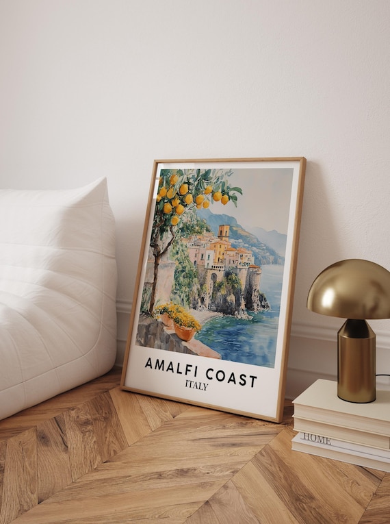 Amalfi Coast Italy Lemon Tree Terrace Sea View Art Decor Poster