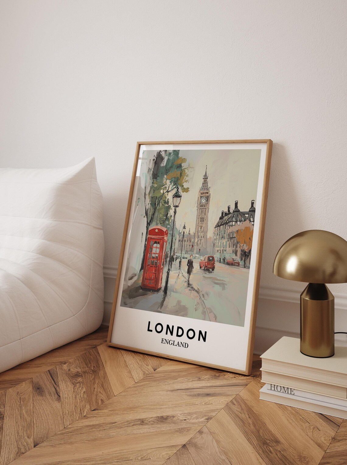 London England Big Ben Red Telephone Booth Watercolor Travel Poster