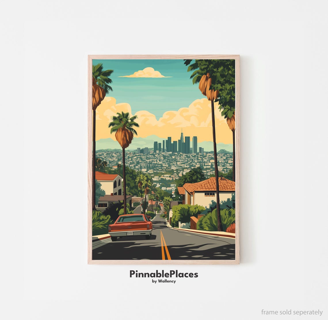 Retro Los Angeles Travel Poster West Hollywood Skyline File