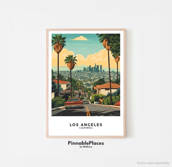 Los Angeles Travel Poster Retro West Hollywood Skyline File