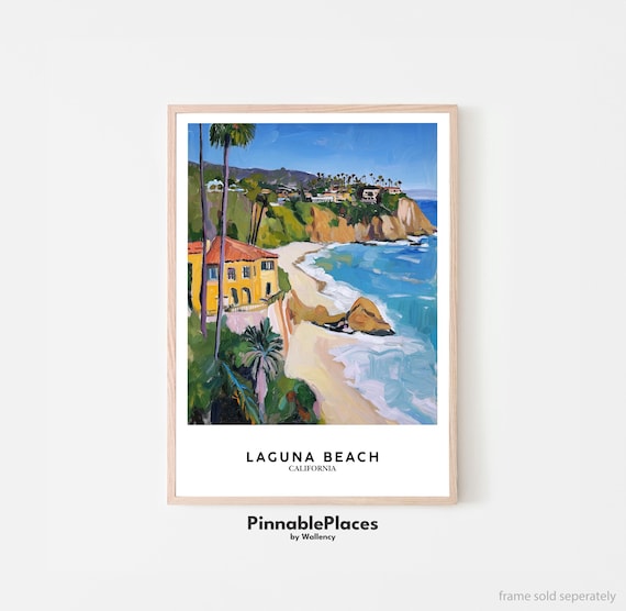 Laguna Beach California Painted Cliffside Cove Coastal Art Poster