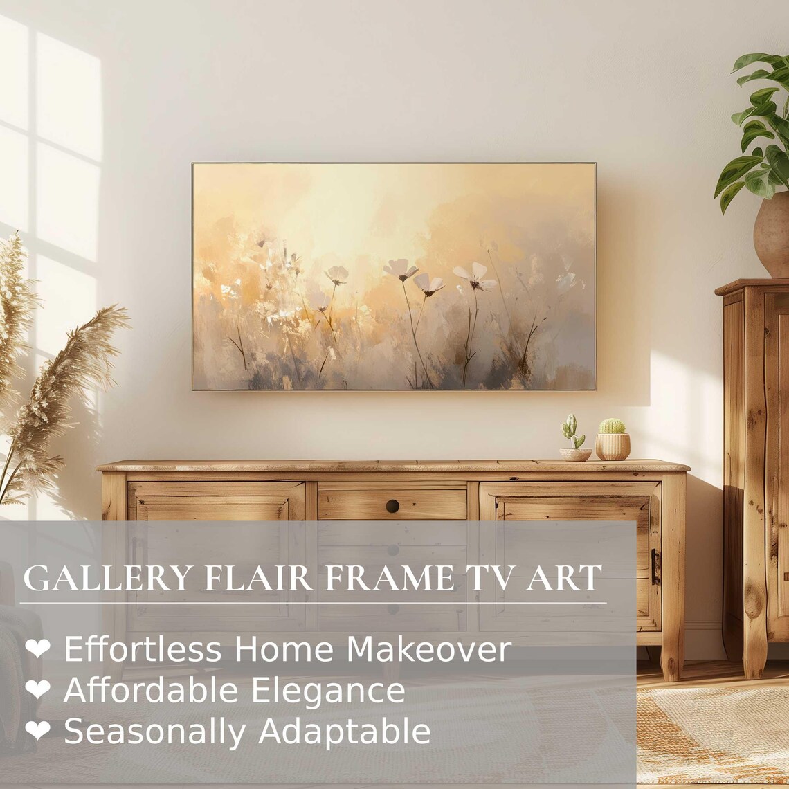 Golden Hour Wildflowers Warm Tones Impressionist Floral Art Poster - Image 2