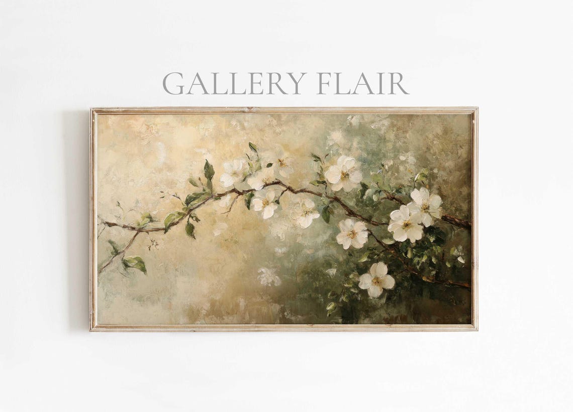White Blossoming Branches Vintage Spring Impressionist Poster