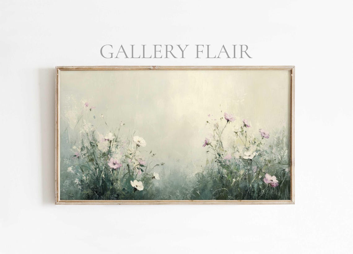 Wildflowers Morning Mist Soft Pastel Impressionist Nature Wall Art