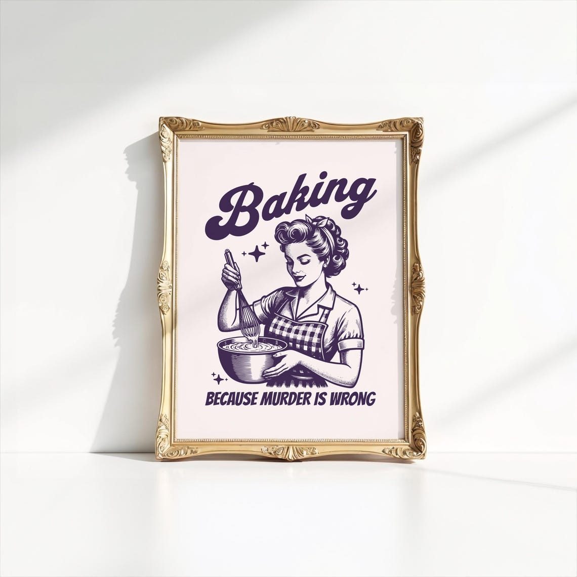 Baking Because Murder Is Wrong Art Print Kitchen Art Print Wall Art Food Lover Art Funny Baking Art A 86 - Image 2