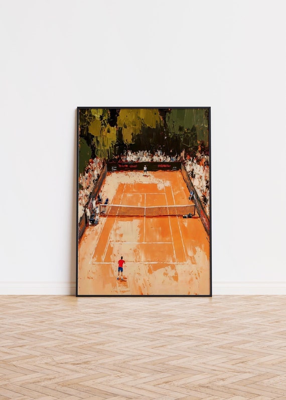Personalised Tennis Clay Court Wall Art Sports Match Tournament Poster Abstract Male Players Tennis Lover Gift Contemporary Tennis Print