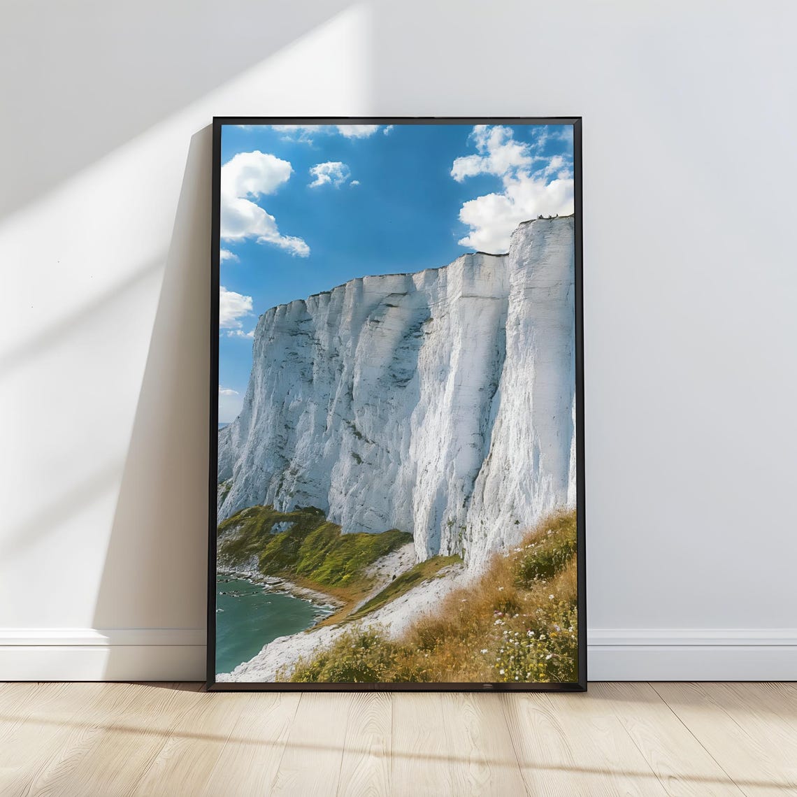 Towering White Chalk Cliffs by the Sea Coastal Landscape Poster - Image 3