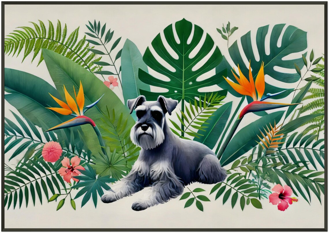 Miniature Schnauzer Tropical Botanical Garden Beard Dog Poster