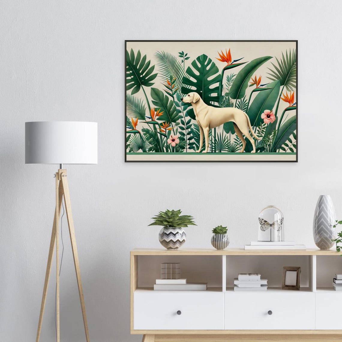 Yellow Labrador Retriever Tropical Botanical Garden Art Poster - Image 2