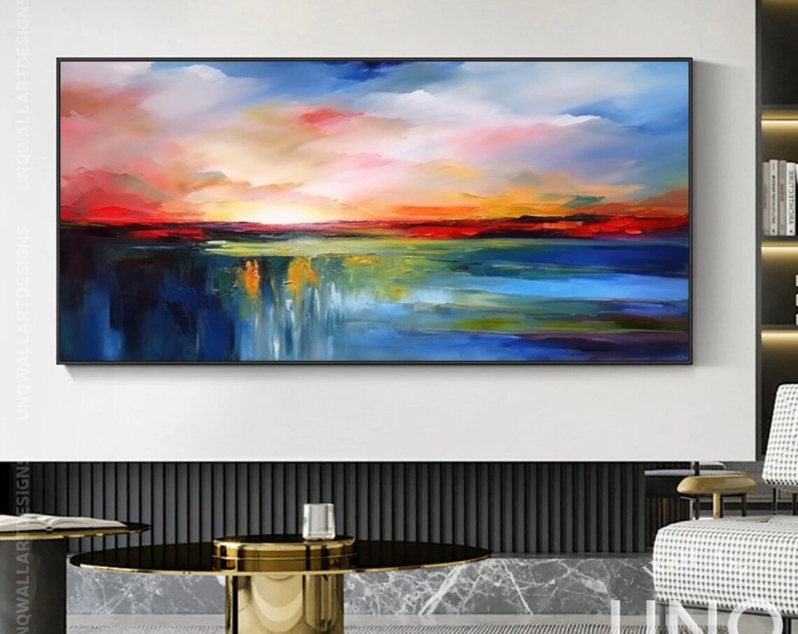 Sunrise Seascape Modern Abstract Oil Painting Art Print