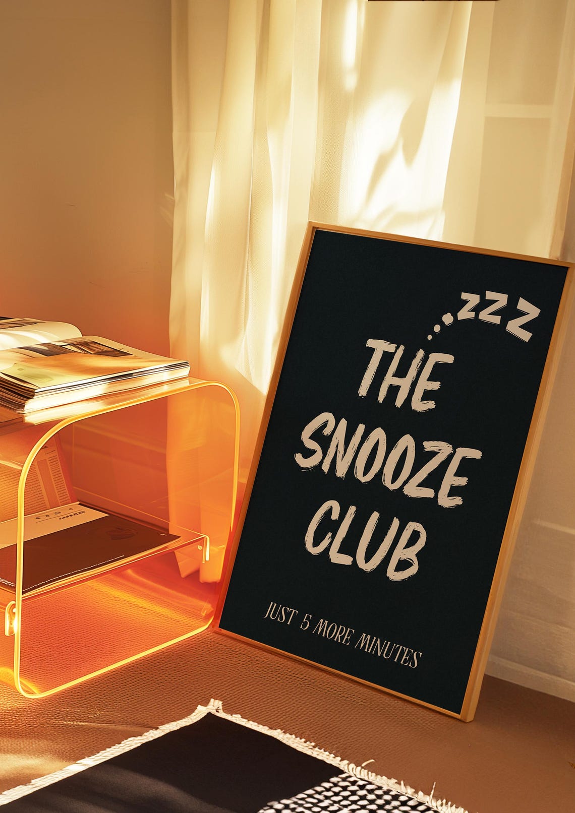 The Snooze Club Just 5 More Minutes Funny Bedroom Quote Wall Poster - Image 2