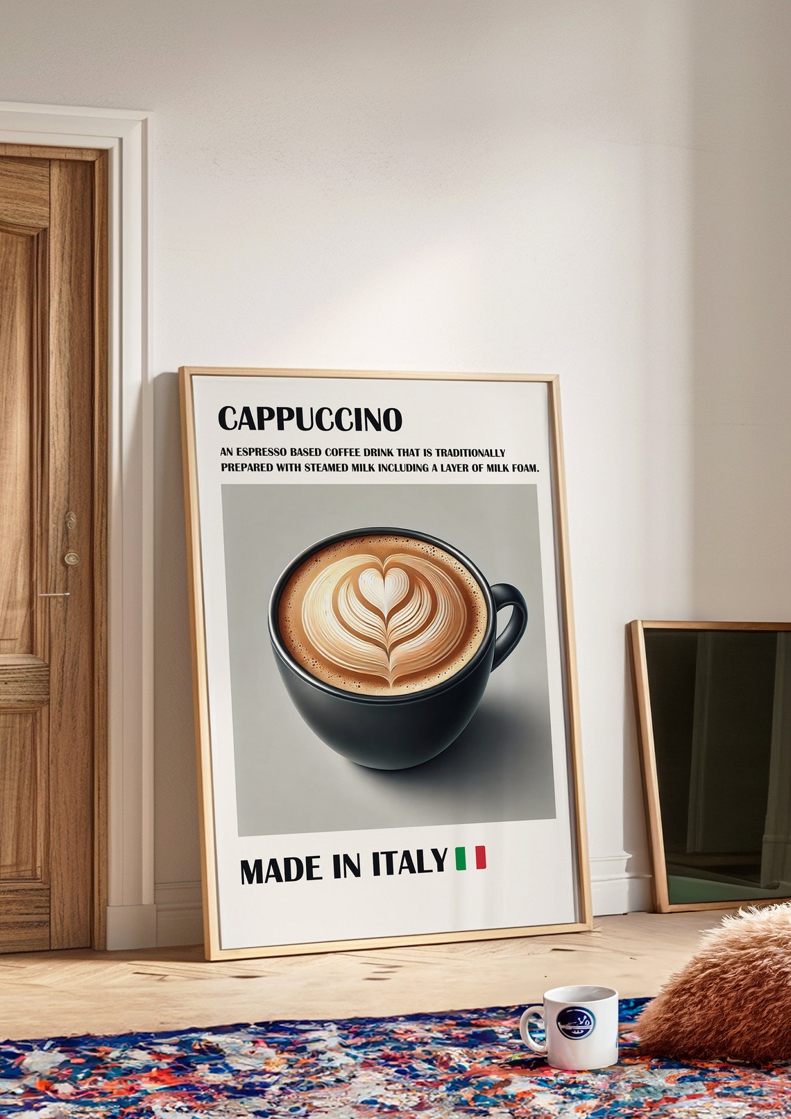 Cappuccino Made in Italy Espresso Drink Definition Kitchen Wall Print - Image 2