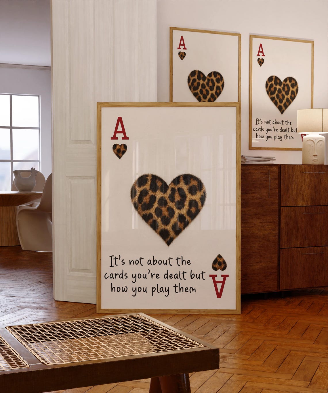 Ace of Hearts Leopard Pattern Heart Quote Playing Card Poster - Image 4