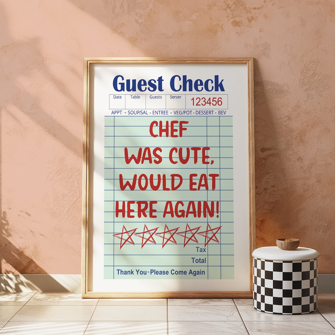 Chef Was Cute Guest Check Kitchen Art Print - Image 2