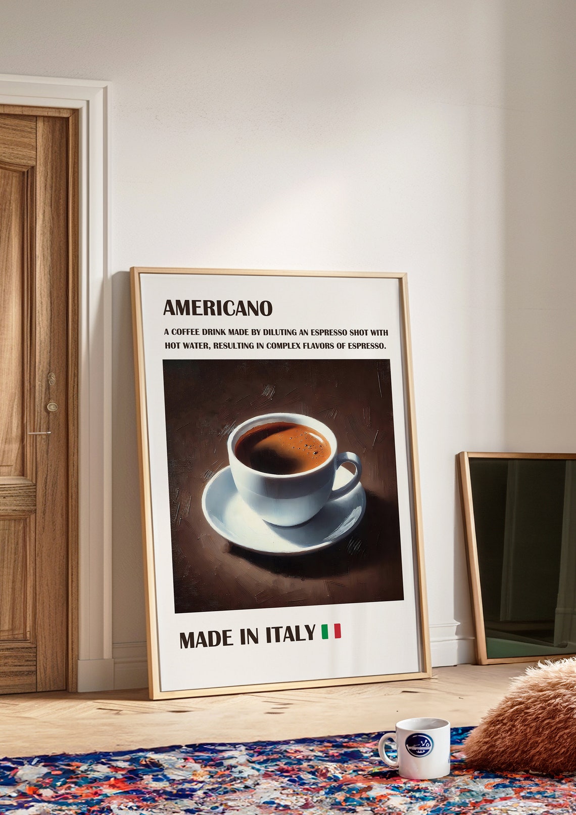Americano Coffee Drink Recipe Vintage Style Made In Italy Poster - Image 3