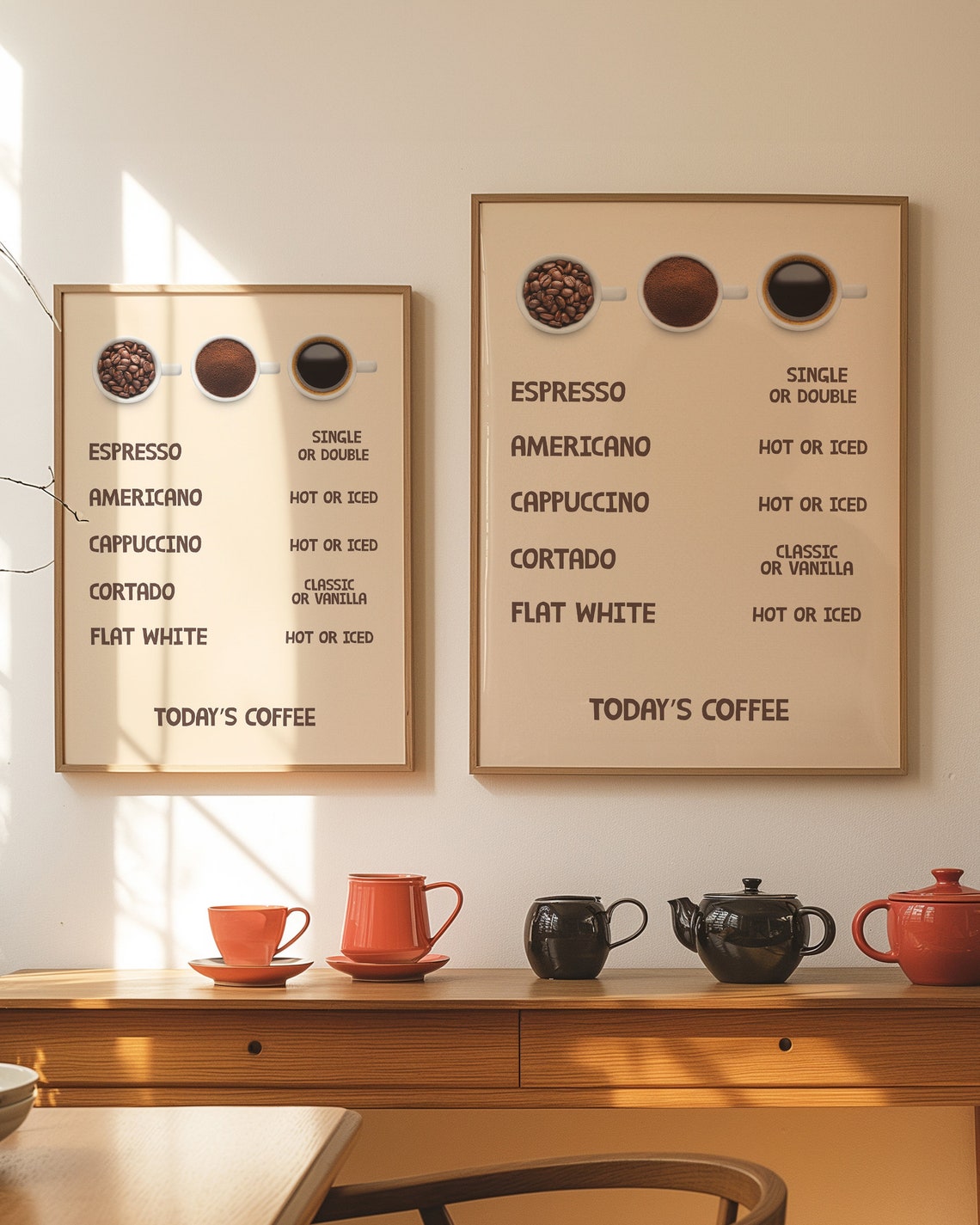 Todays Coffee Menu With Espresso Americano Cappuccino Art Poster - Image 2