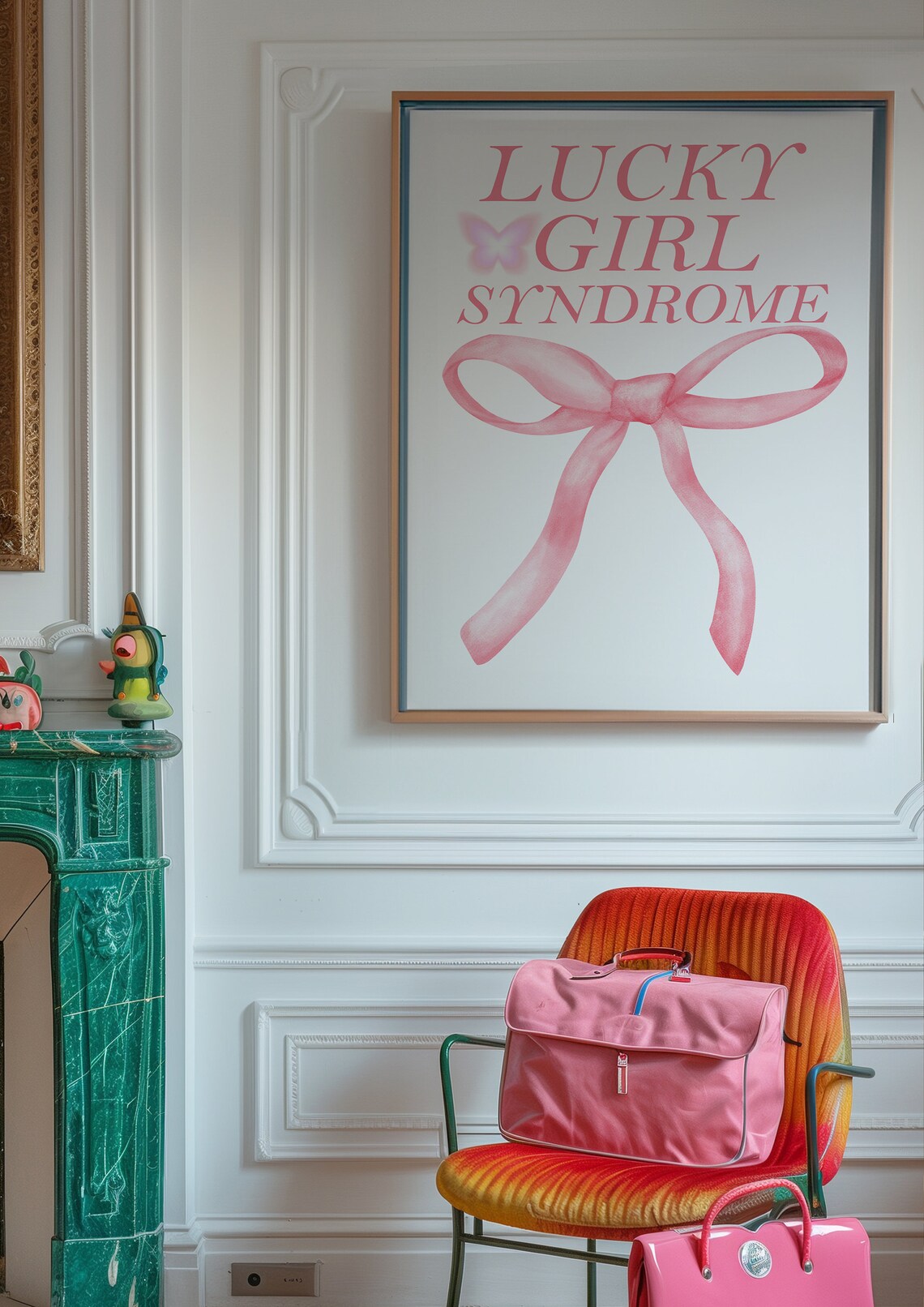 Lucky Girl Syndrome Print Pink Floral Bow Poster Trendy Wall Art Pastel Pink Print Aesthetic Room Decor Preppy Poster Printable Art - Image 2