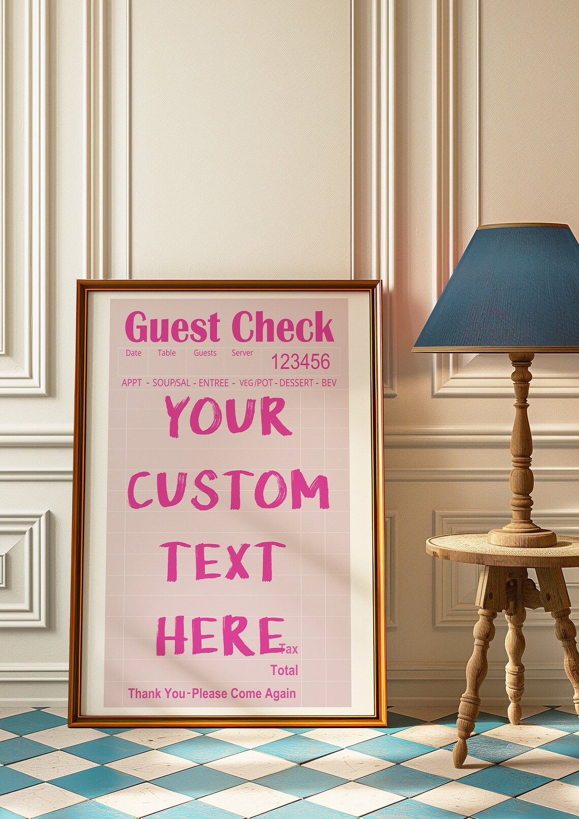 Customize Guest Check Typographic Poster Print - Image 2