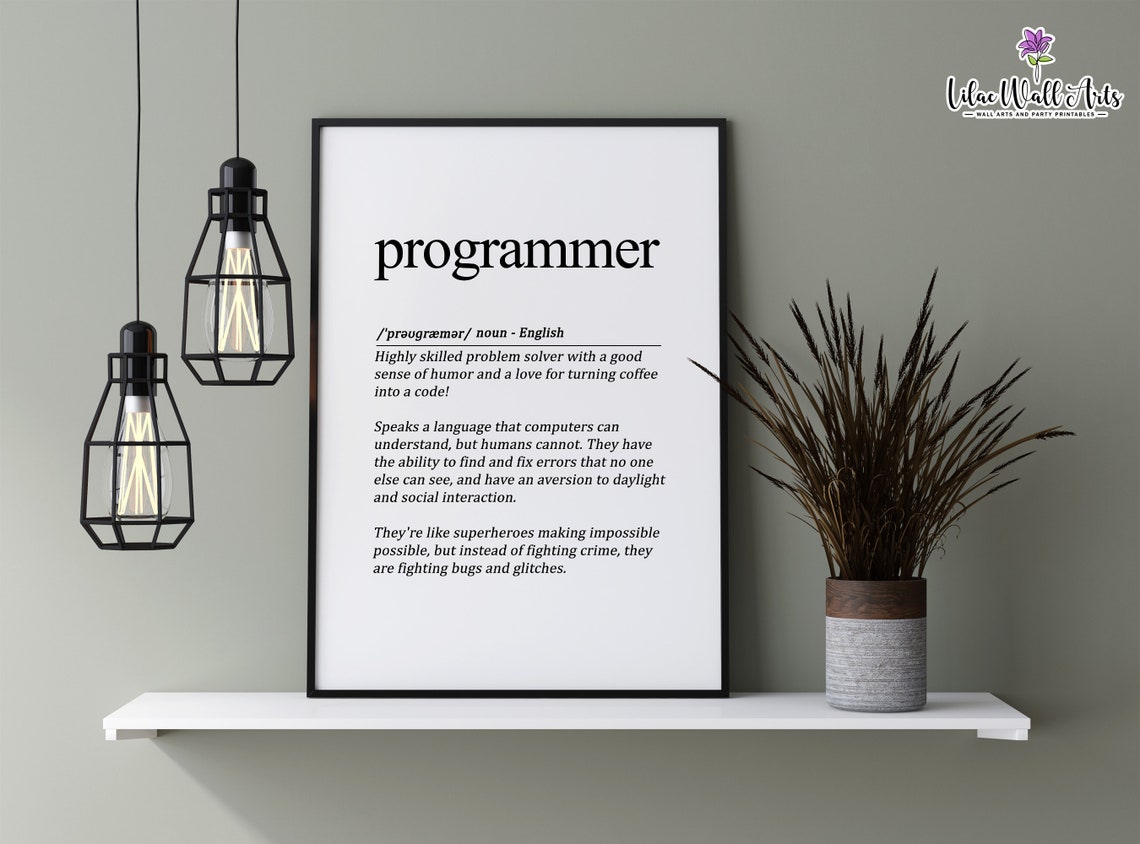 Programmer Definition Funny Coder Gift Dictionary Style Office Wall Print - Image 2