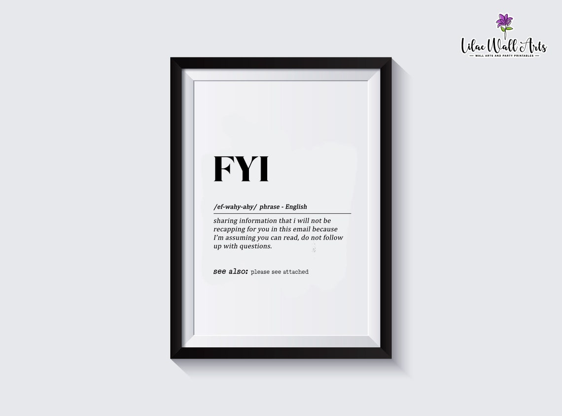 FYI Funny Email Definition Print for Office Cubicle Wall Decor - Image 3