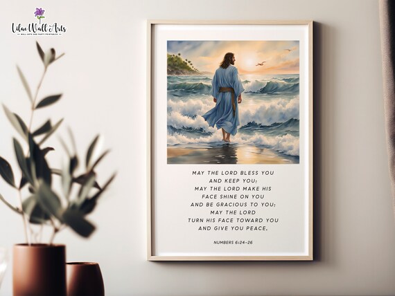 May The Lord Bless You Jesus Seaside Watercolor Numbers 624 26 Poster