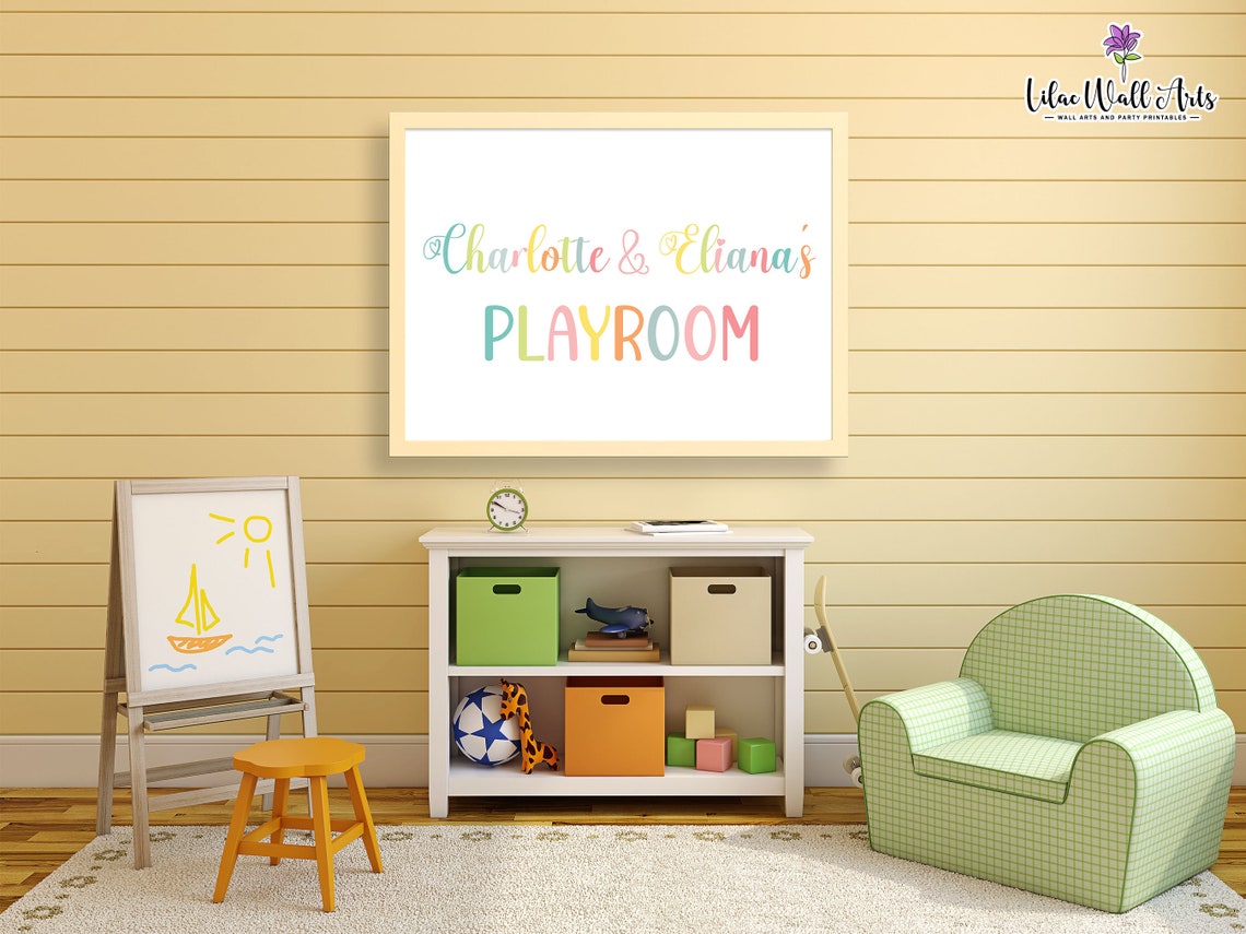 Personalized Playroom Playroom Wall Art Playroom Print Girls Room Prints Sisters Wall Art Girls Room Sign Girl Nursery - Image 3