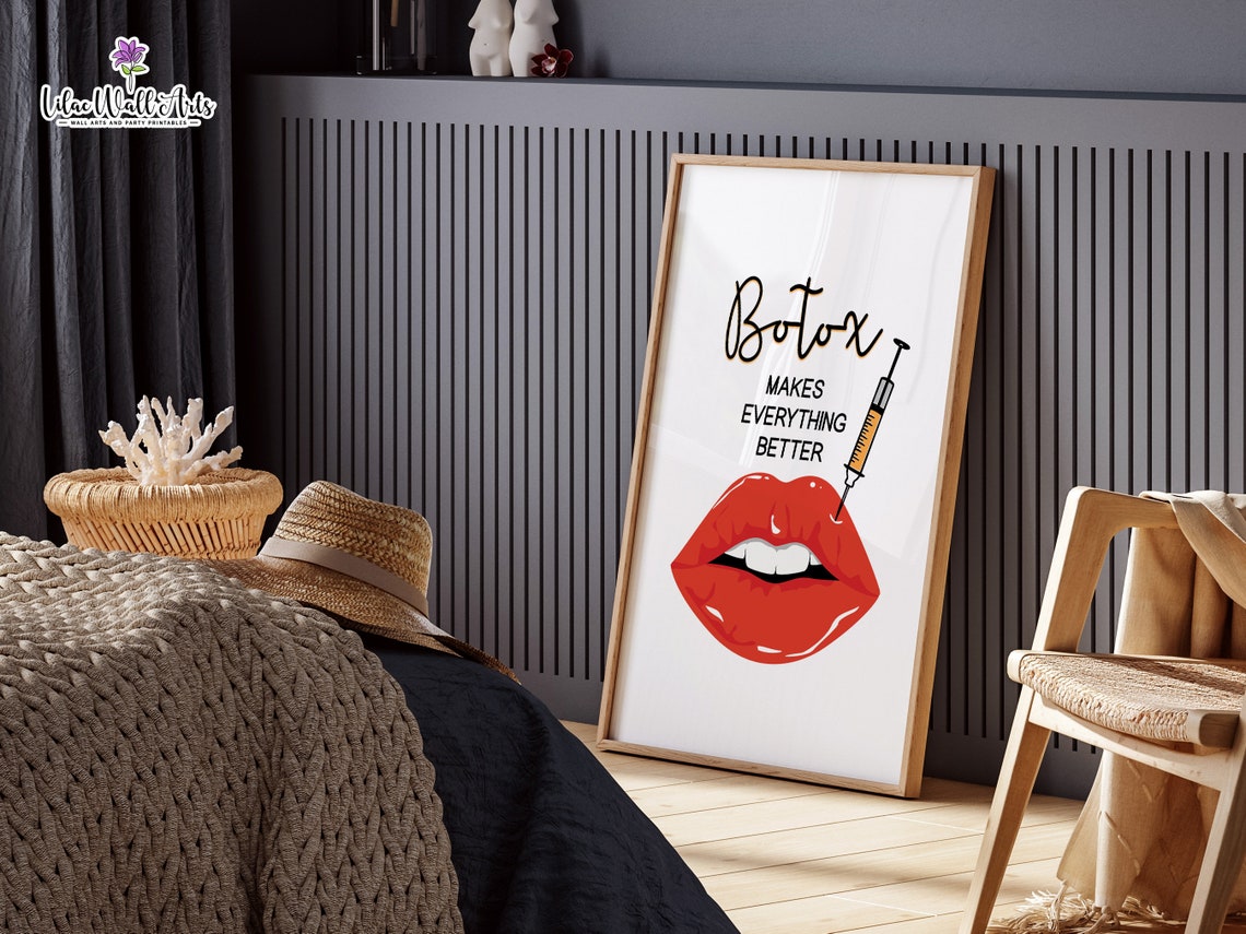 Botox Makes Everything Better Funny Red Lips Beauty Quote Poster - Image 5