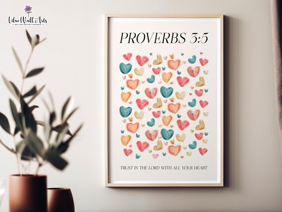 Proverbs 3 5 6 Trust In The Lord Modern Scripture Art Proverbs Wall Art Bible Poster Cute Christian Dcor Trendy Christian Daily Scripture