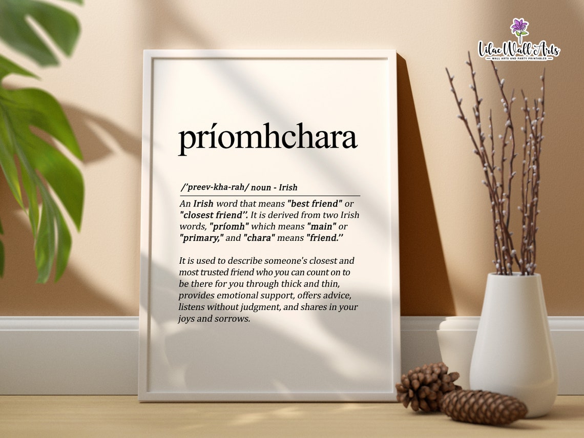 Promhchara Irish Print Mo Chara Best Friend Gifts Friendship Gift Soulmate Wall Art Bestie Gifts Irish Poster Irish Art Print