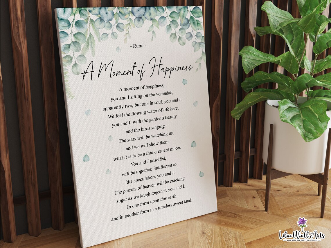 Rumi Poem A Moment Of Happiness Rumi Wall Art Rumi Print Rumi Quote Soulmate Gift Poetry Poster Poem Poster Relationship Gift Love Poem - Image 5