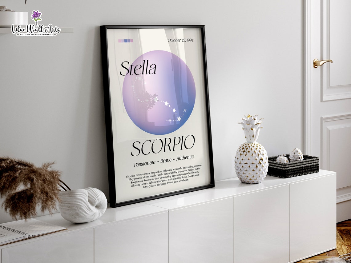 Personalized Scorpio Zodiac Aura Poster Custom Name Birthday Gift - Image 2