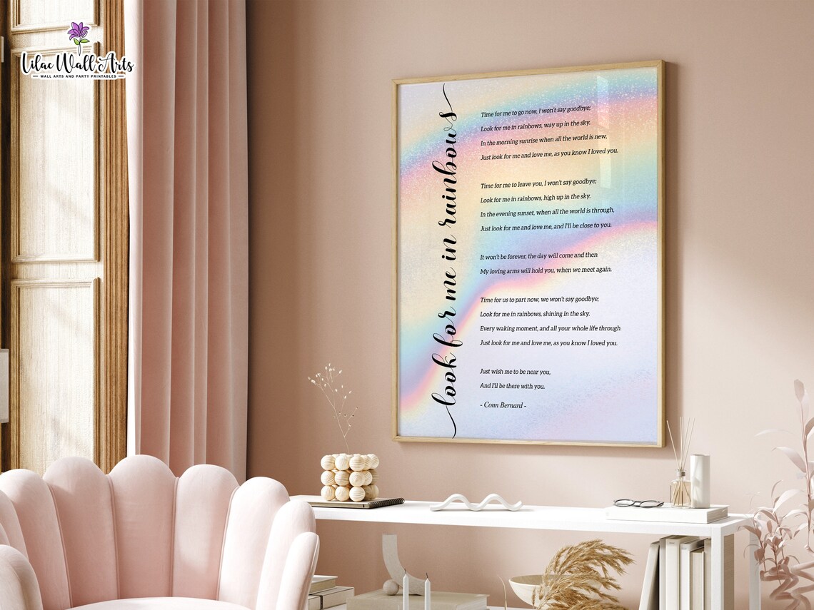 Look For Me In Rainbows Funeral Poem Memorial Print - Image 3