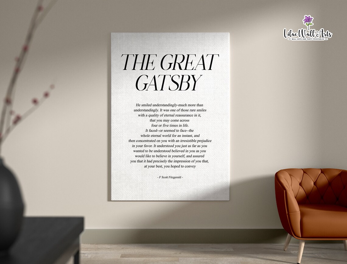 The Great Gatsby F Scott Fitzgerald Classic Literary Quote Poster - Image 2