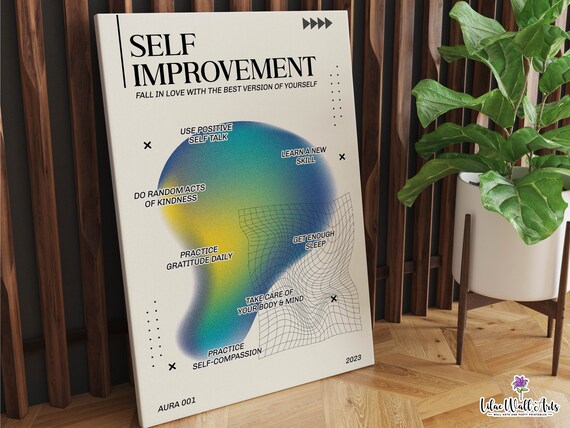 Self Improvement Blue Green Aura Gradient Personal Growth Quote Poster