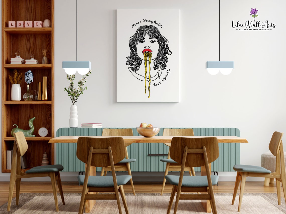 More Spaghetti Less Upsetti Funny Pasta Poster Kitchen Humor Decor - Image 5