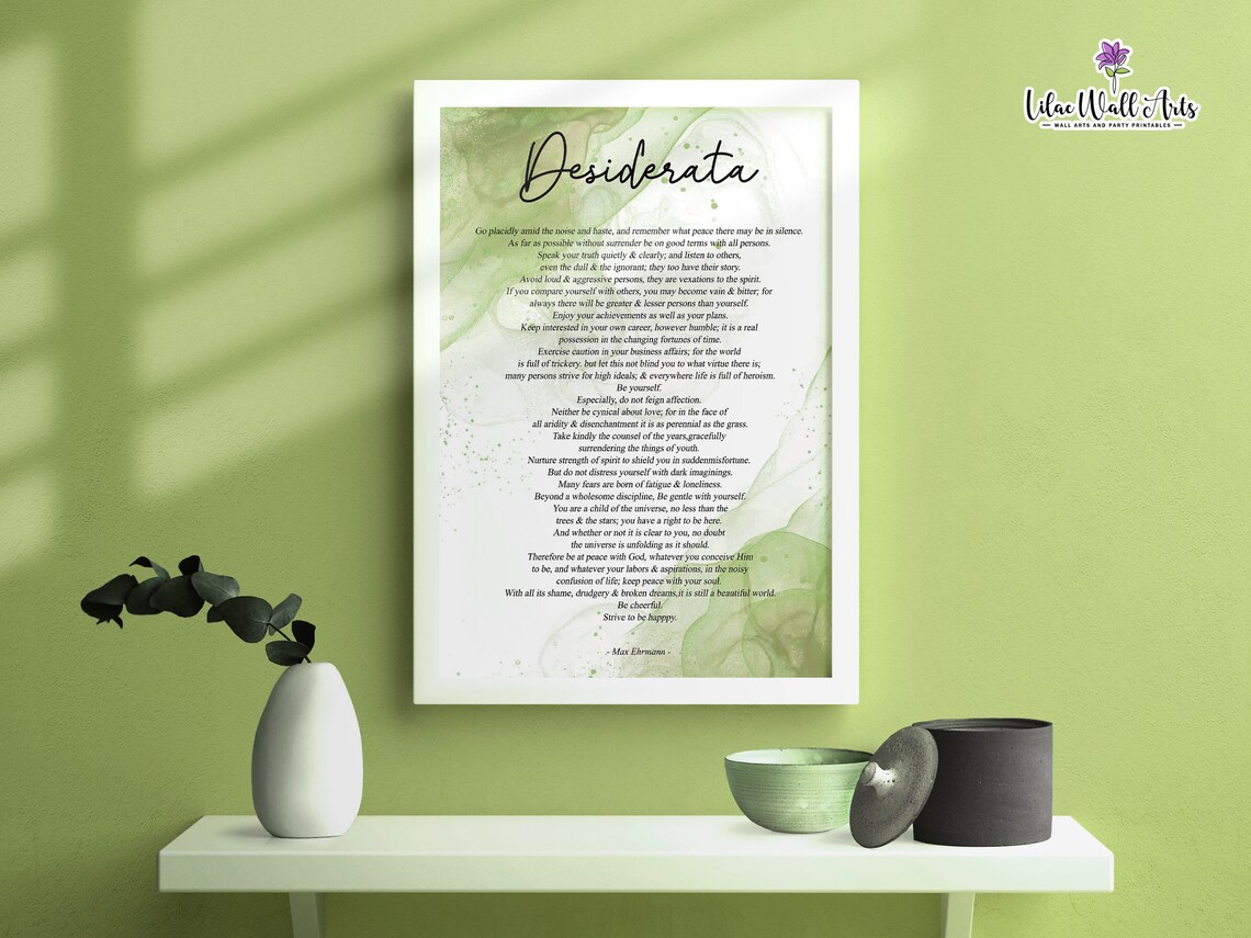 Desiderata Poem Sage Green Watercolor Botanical Floral Wall Art - Image 6