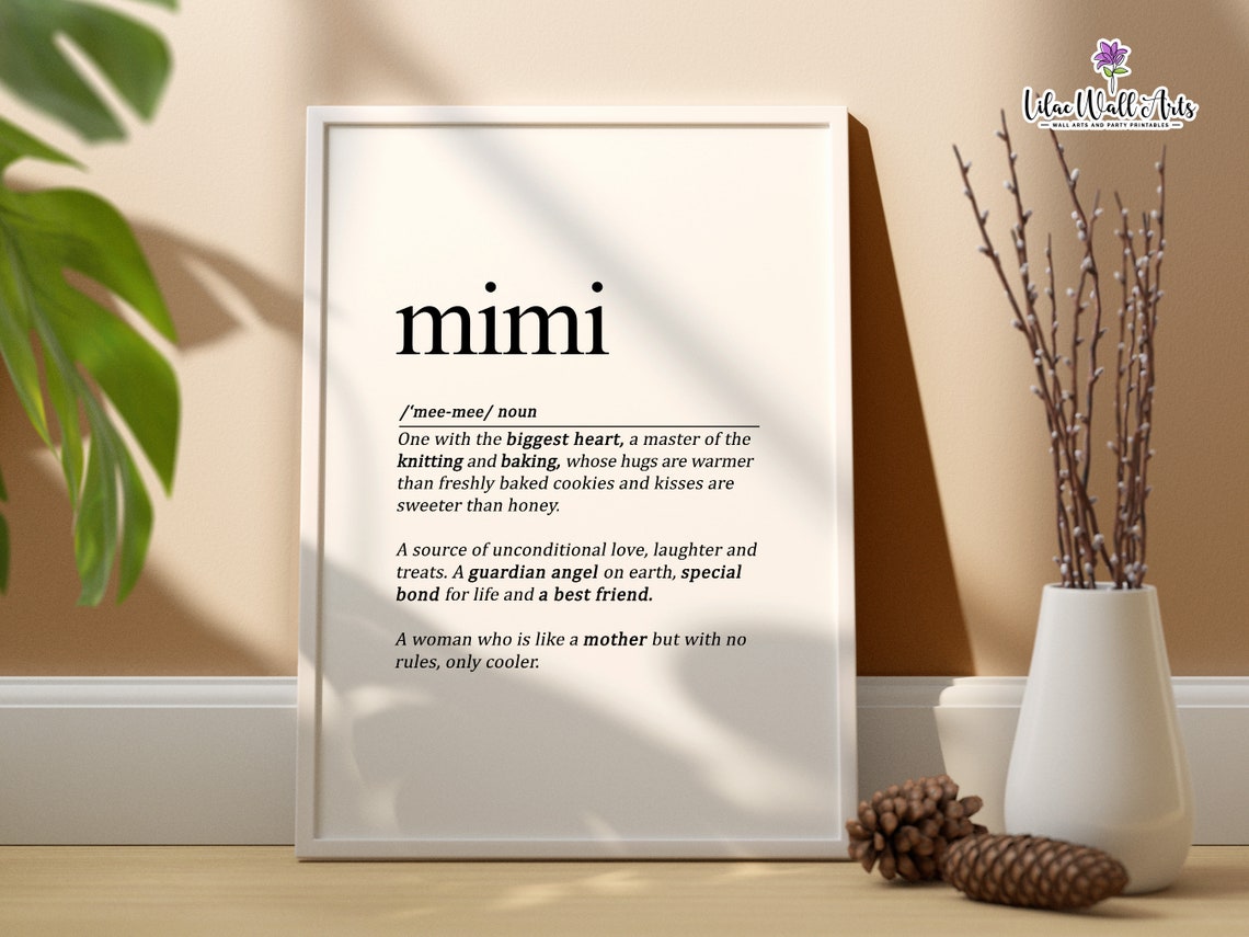 Mimi Dictionary Definition Art Grandmother Love Heartfelt Quote Poster