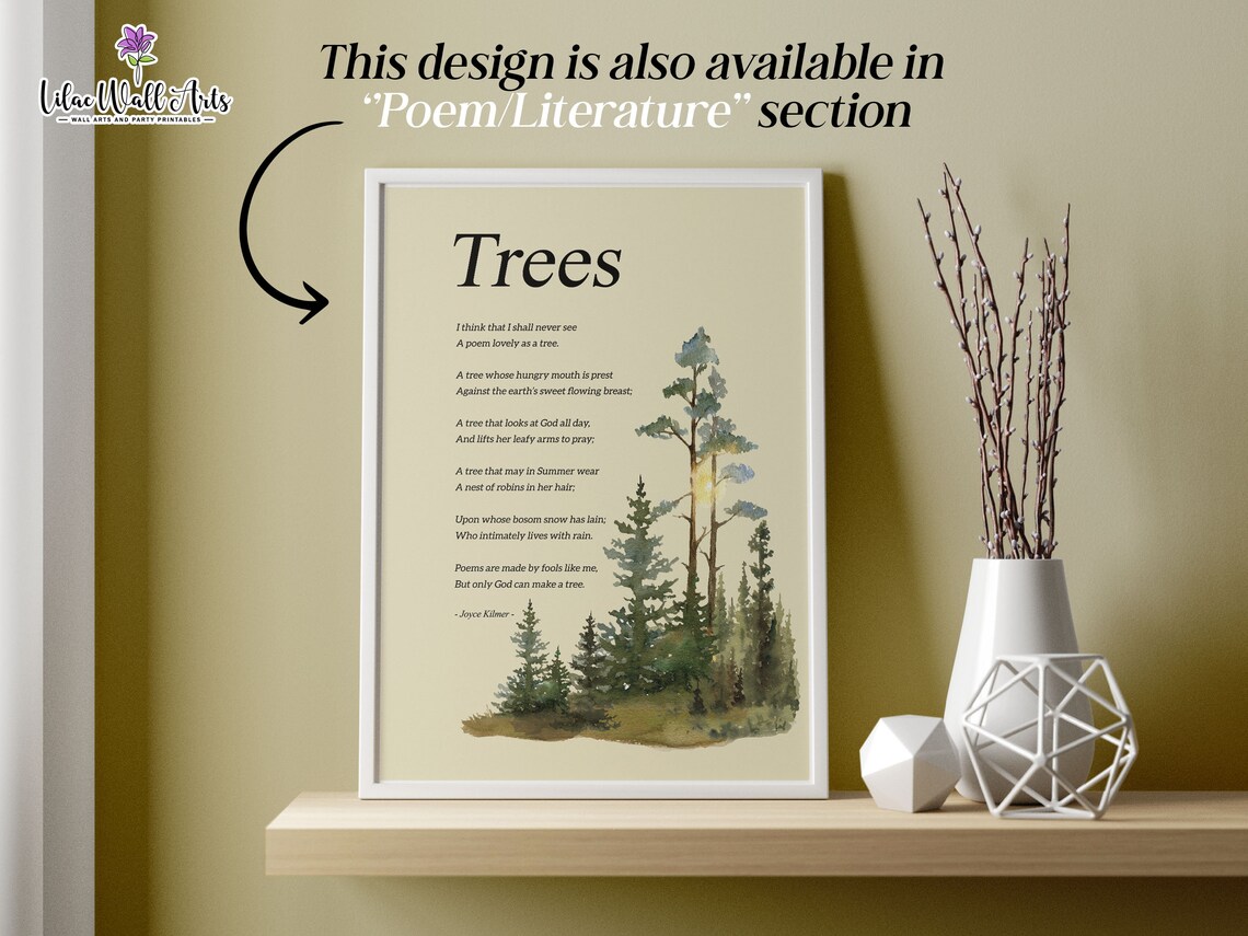 Joyce Kilmer Trees Poem, Nature Quote Art Print - Image 4