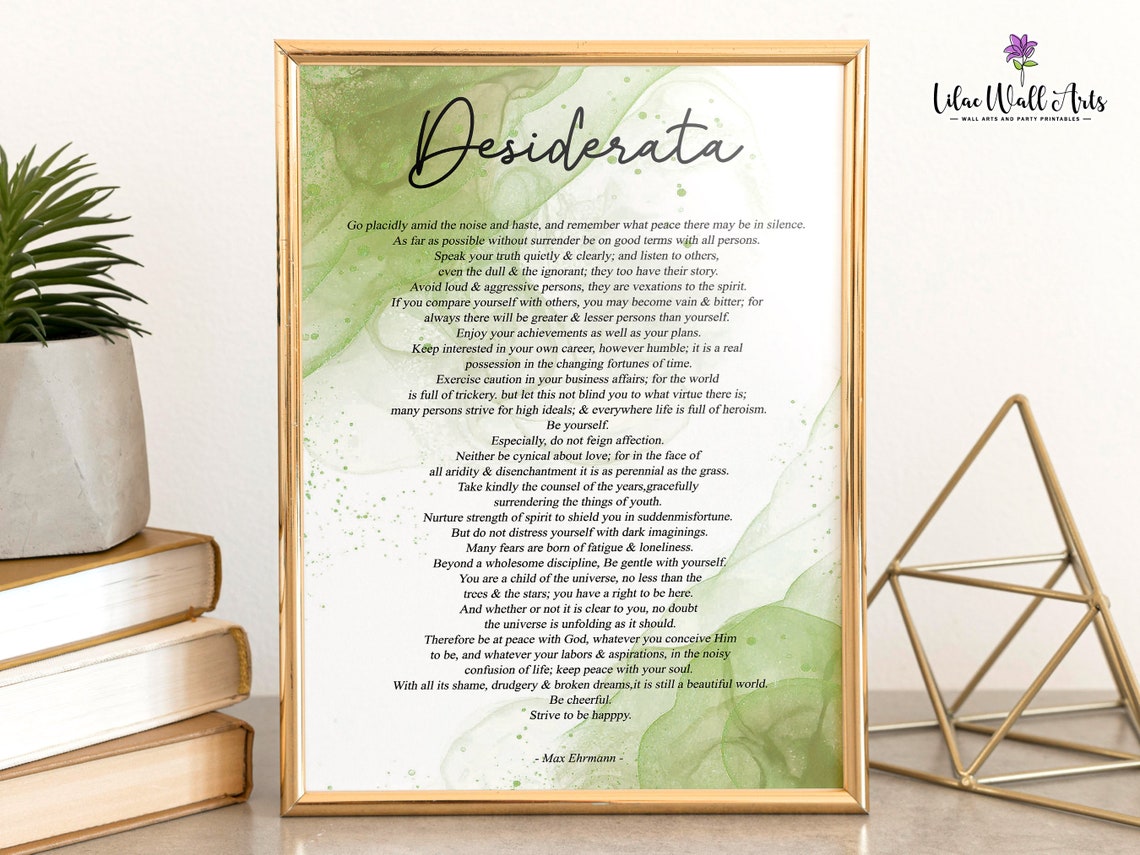 Desiderata Poem Sage Green Watercolor Botanical Floral Wall Art - Image 4
