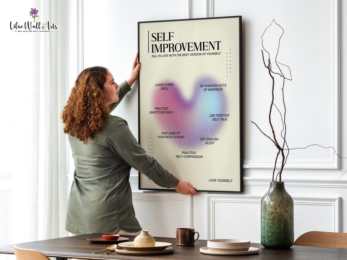 Self Improvement Purple Heart Aura List Daily Positive Mindset Poster - Image 3
