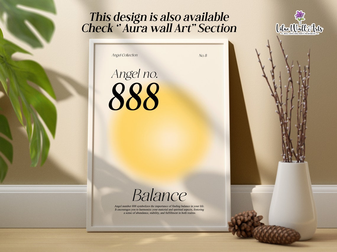 Angel Number 888 Balance Pink Aura Manifestation Luck Quote Poster - Image 2