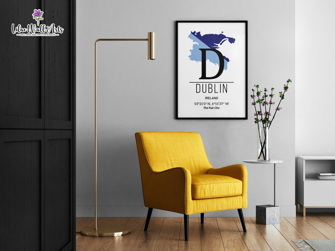 Dublin Ireland Map Fair City Monogram Blue Map Art Travel Poster - Image 3