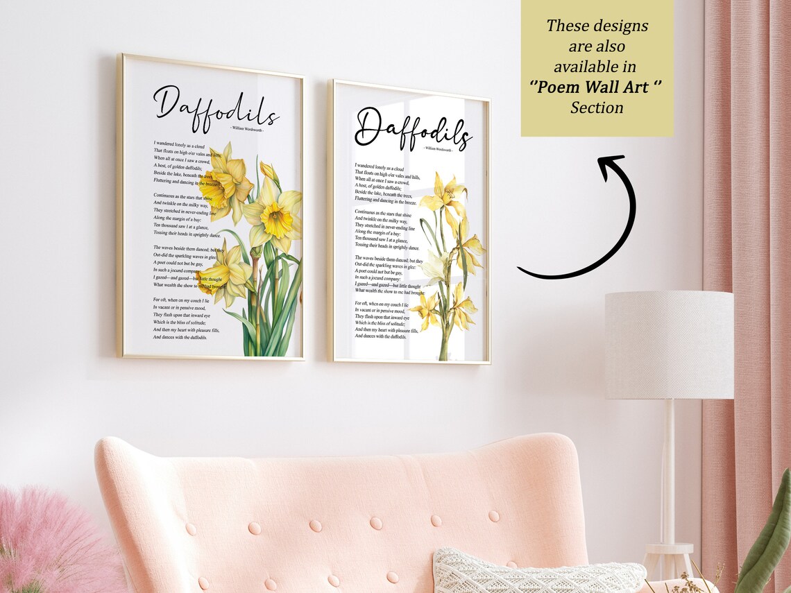 William Wordsworth Daffodils Poetry Art Print - Image 4