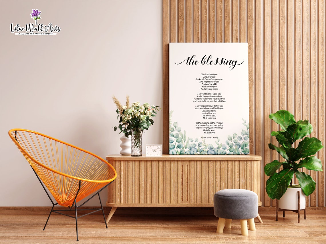 The Blessing Song Lyrics Christian Watercolor Eucalyptus Art Poster - Image 4