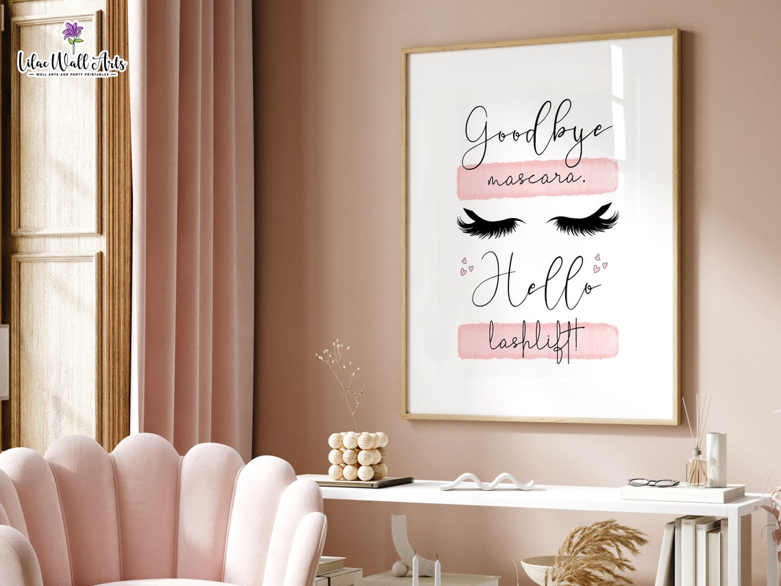 Goodbye Mascara Hello Lash Lift Poster Eyelash Salon Wall Decor - Image 4