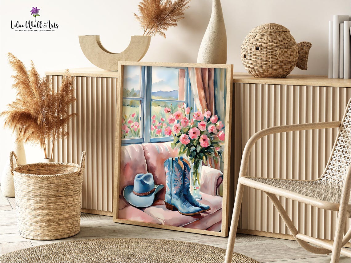 Pink Cowgirl Poster Prints Country Cowgirl Club Gift For Cowgirl Hat Print Coquette Cowgirl Floral Cowgirl Art Print Pink Cowgirl - Image 2