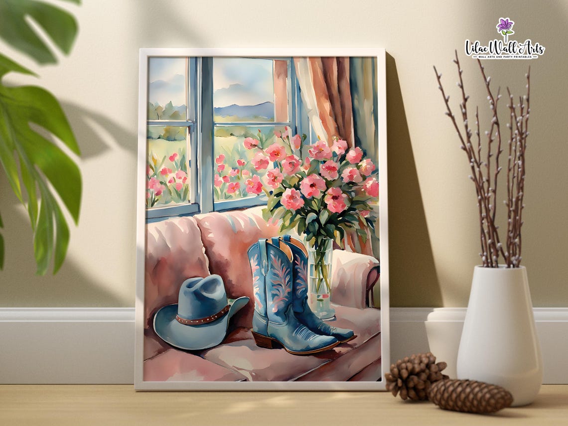 Pink Cowgirl Poster Prints Country Cowgirl Club Gift For Cowgirl Hat Print Coquette Cowgirl Floral Cowgirl Art Print Pink Cowgirl - Image 3