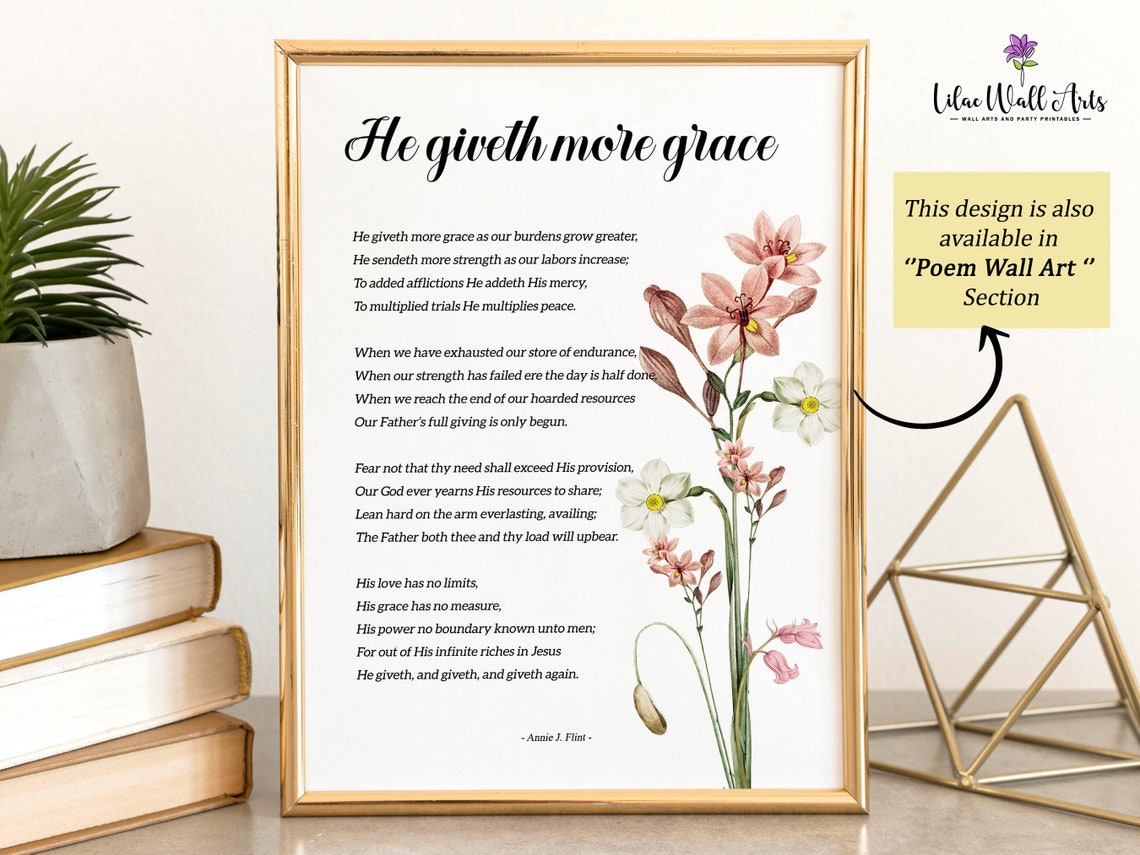 He Giveth More Grace Annie Flint Christian Poem Sunflower Art Poster - Image 5