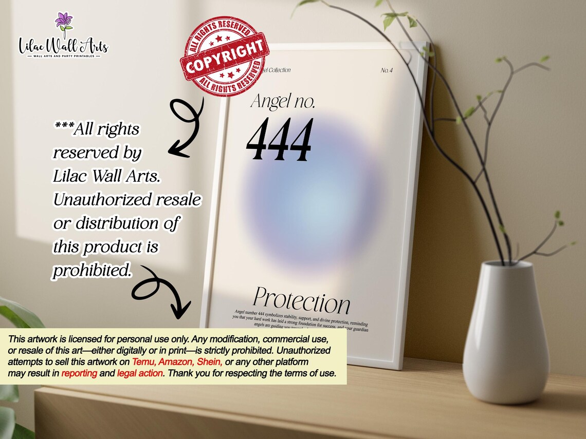 444 Angel Numbers Print 111 222 333 444 555 Numerology Art 444 Protection 444 Angel Number Poster Angel Number Meaning 123 Angel Number - Image 4